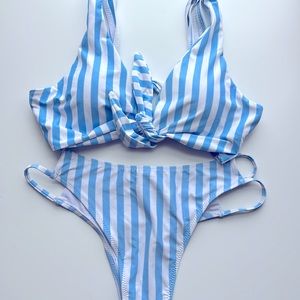 NEW  blue and white stripes bikini set size XS